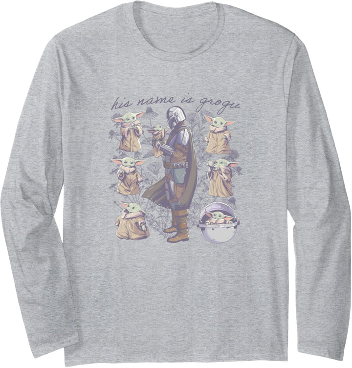 Star Wars: The Mandalorian & Grogu Sketch Say His Name Langarmshirt
