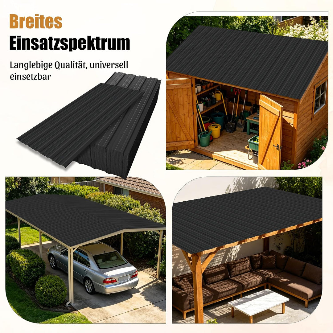 26 Stück Profilblech Verzinkter Stahl – 12 m² Dachblech Set mit Schrauben, UV-beständig, Winterfest