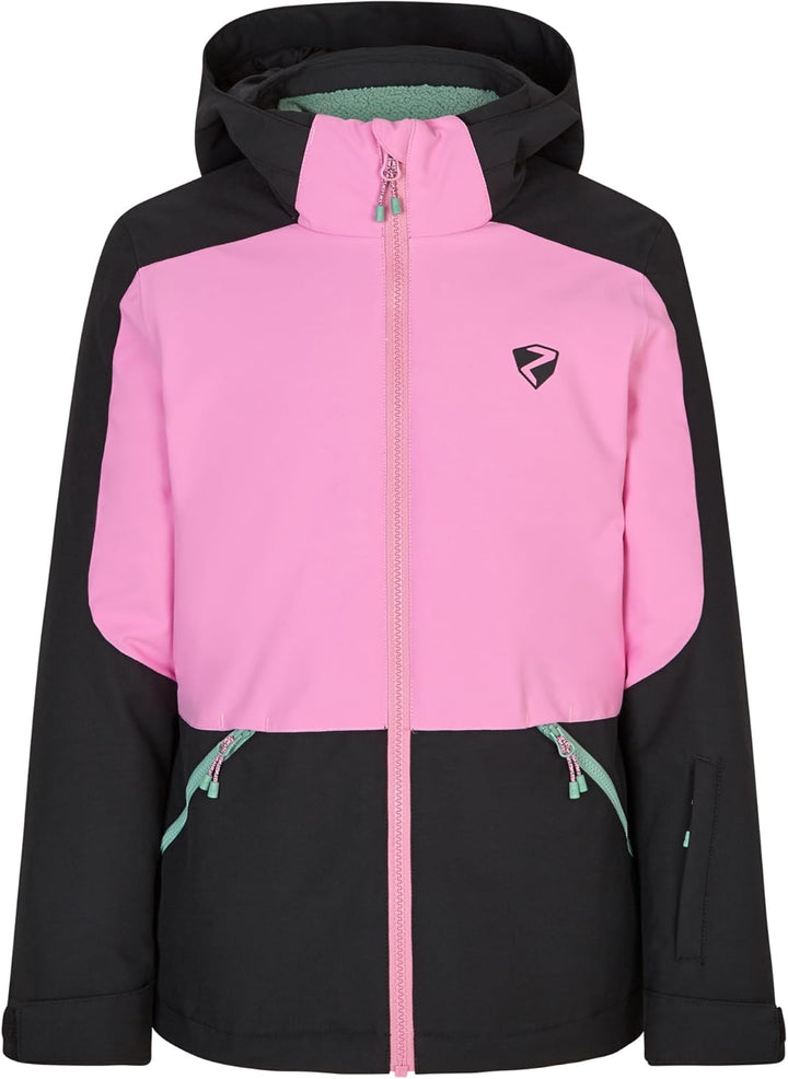 Ziener Mädchen Amely Ski-Jacke, Winterjacke | wasserdicht, winddicht, warm (1er Pack) 128 Schwarz, 1