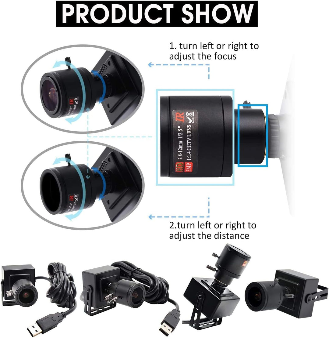 ELP 1080P Optical Zoom Webcam 2,8-12mm Vario Objektiv USB Kamera Full fps Full HD 1080p Webkamera mi