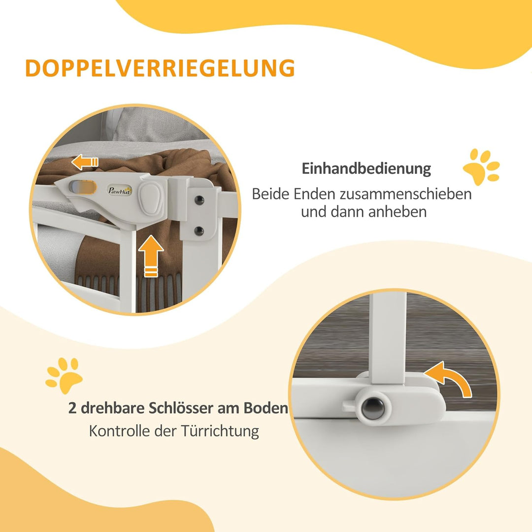 PawHut Türschutzgitter Treppenschutzgitter mit 7/14 cm Verlängerung Türgitter ohne Bohren Treppengit