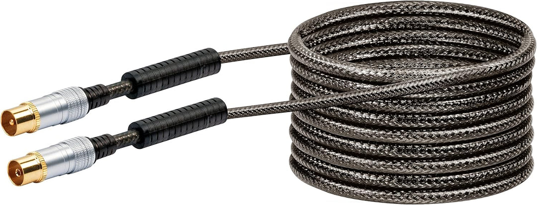 Schwaiger Premium Antennen Anschlusskabel 110 dB mit Ferritkern, 5,0m, schwarz, IEC Stecker > IEC Bu