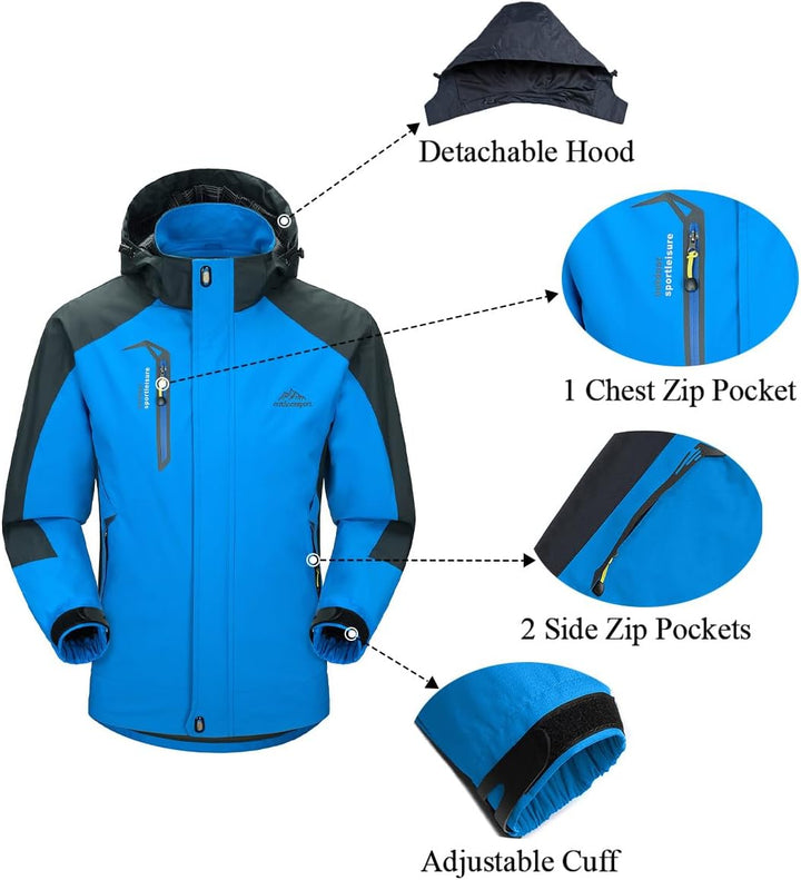 YSENTO Herren Regenjacke wasserdichte Outdoor Atmungsaktive Wandern Funktionelle Softshell Winddicht