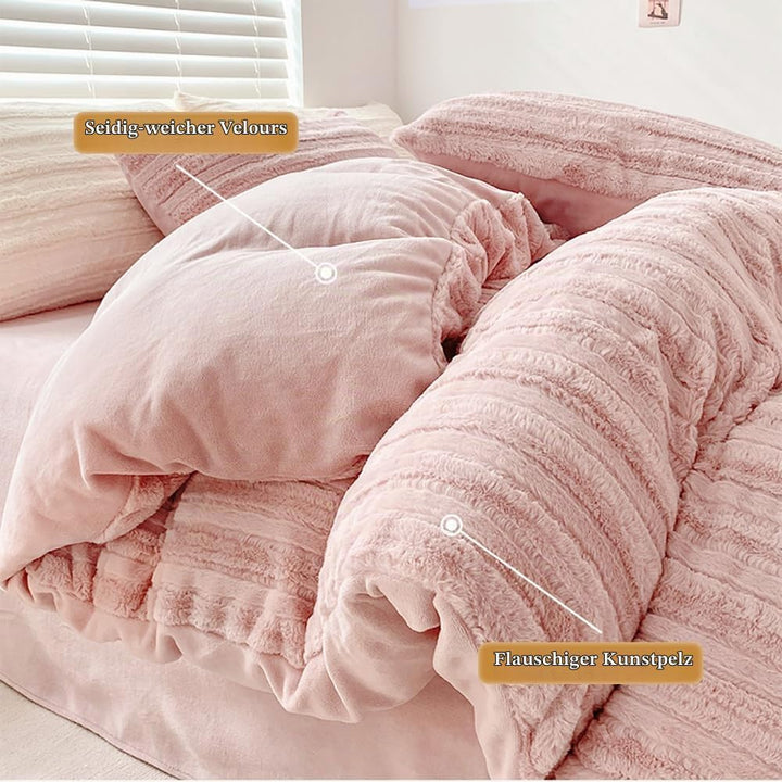AShanlan Plüsch Bettwäsche 220x240 Winter Warme Flauschig Cashmere Touch Bettbezug Teddy Fleece Wint