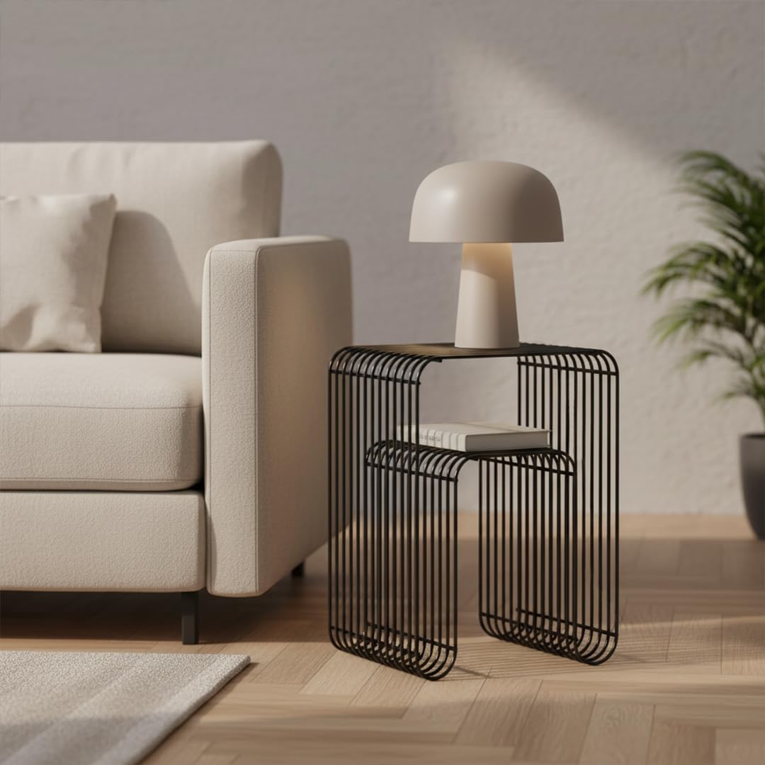 skølm Vali Beistelltisch Schwarz – Kleiner Couchtisch Metall – Sofatisch als Hocker & Regal nutzbar