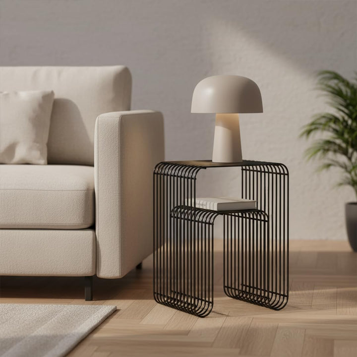 skølm Vali Beistelltisch Schwarz – Kleiner Couchtisch Metall – Sofatisch als Hocker & Regal nutzbar