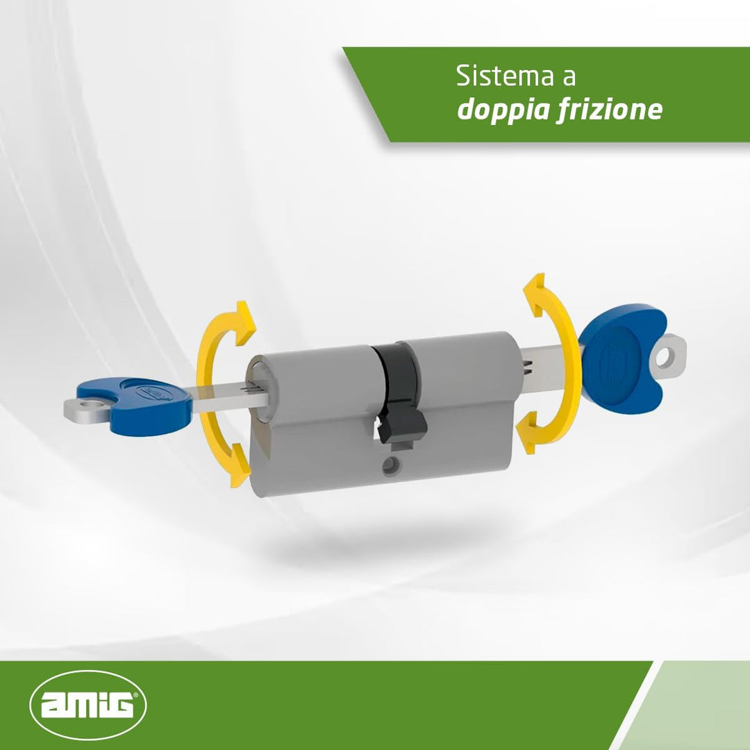 Amig - Sicherheitszylinder - Modell 20000 - Hergestellt aus Messing - Masse: 80 mm (35-45) - Bietet