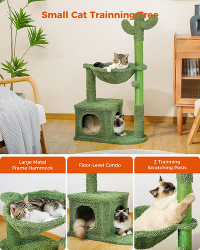 PAWZ Road Kaktus Katzenbaum für Hauskatzen, Katzenkletterbaum Katzenspielturm mit Hängematte, Katzen