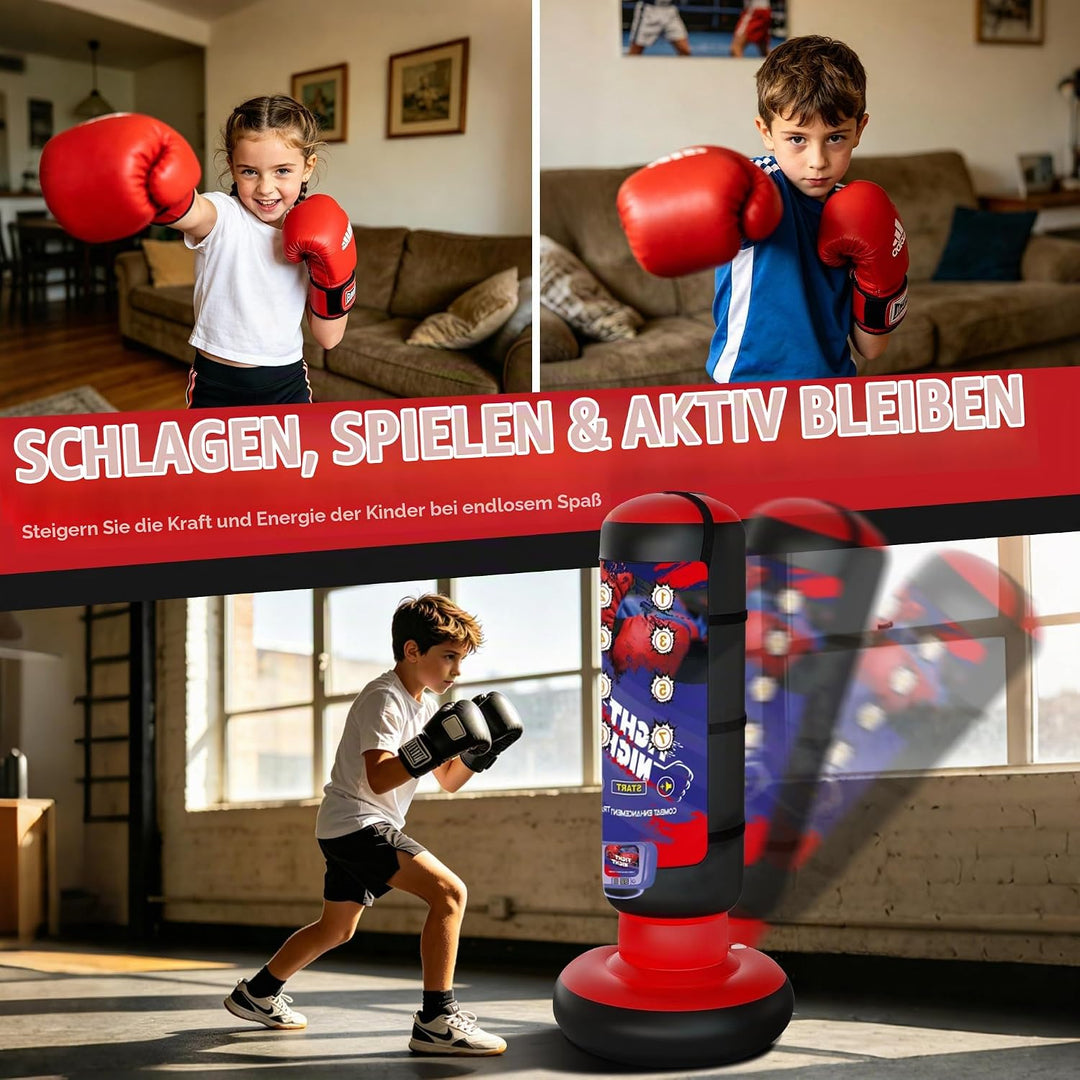 Boxziel Kinder – Interaktives Boxtraining Gerät mit Musik &amp; Licht – Selbstklebendes Punch Target zum