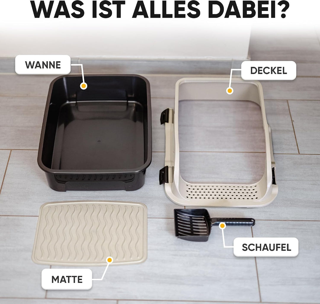 CROPLAS Katzenklo offen gross ohne Deckel,Katzenklo hoher Rand mit Streumatte &amp; Schaufel, grosse Kat