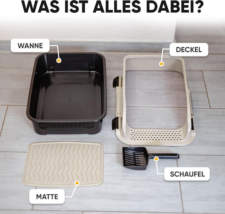 CROPLAS Katzenklo offen gross ohne Deckel,Katzenklo hoher Rand mit Streumatte &amp; Schaufel, grosse Kat