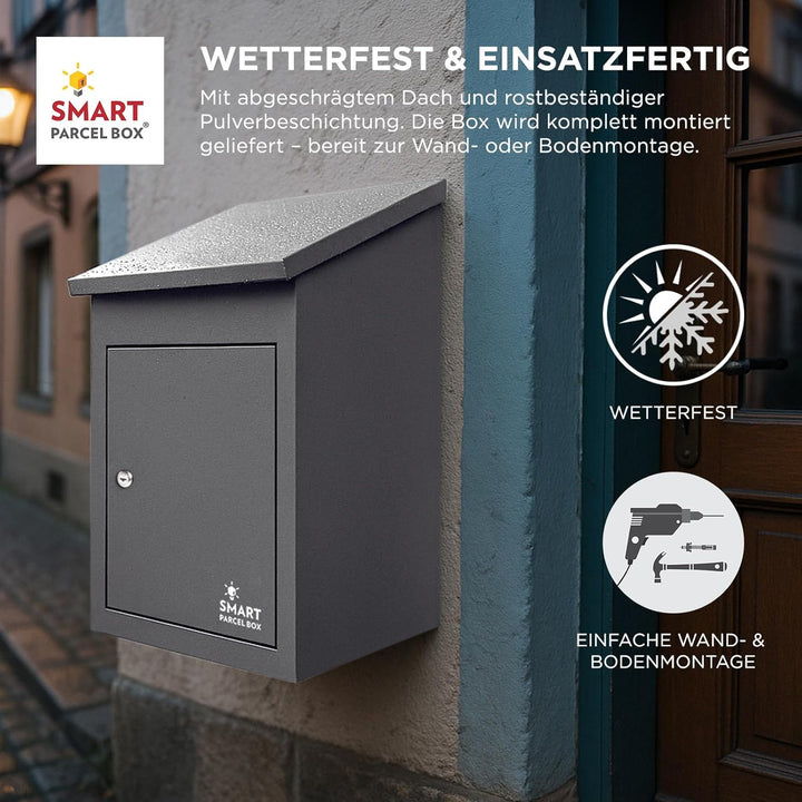SMART PARCEL BOX Paketbox, Paketbriefkasten Wandmontage, Briefkasten mit Paketfach, Postbox für Pake