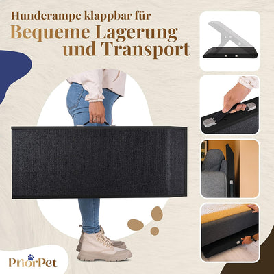 Hunderampe - Hundetreppe für kleine Hunde und grosse Hunde - Einstellbar 18-53 cm - Für Bett Sofa -