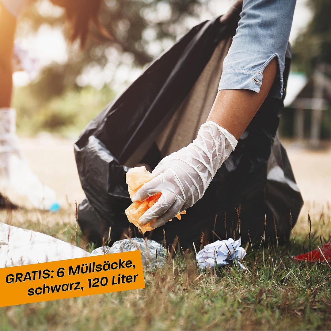 Hinrichs 3X Müllsackständer 120L - Höhenverstellbarer Müllbeutelhalter mit Deckel & Klemmring für 12