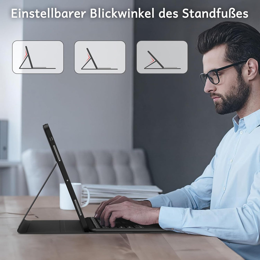 CACOE Hülle Tastatur Kompatibel mit iPad Pro 13 M5/M4 2025/2024 Hülle mit Touchpad, 7-Farbige Beleuc