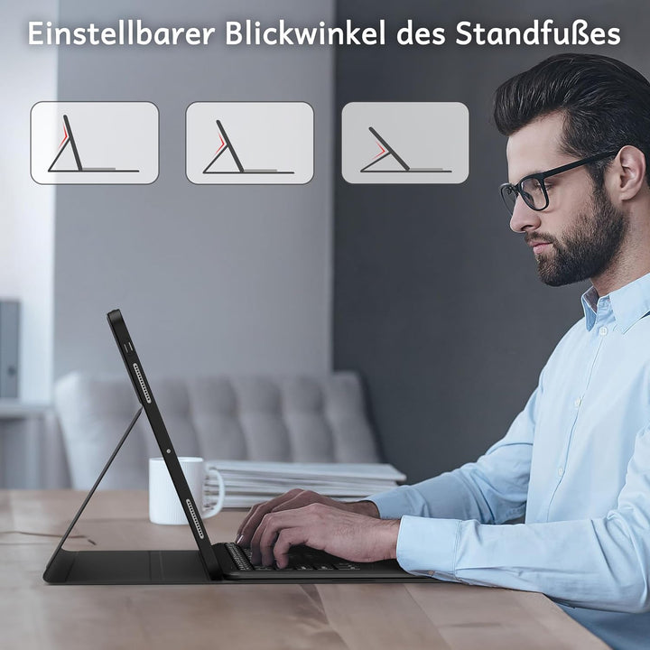 CACOE Hülle Tastatur Kompatibel mit iPad Pro 13 M5/M4 2025/2024 Hülle mit Touchpad, 7-Farbige Beleuc
