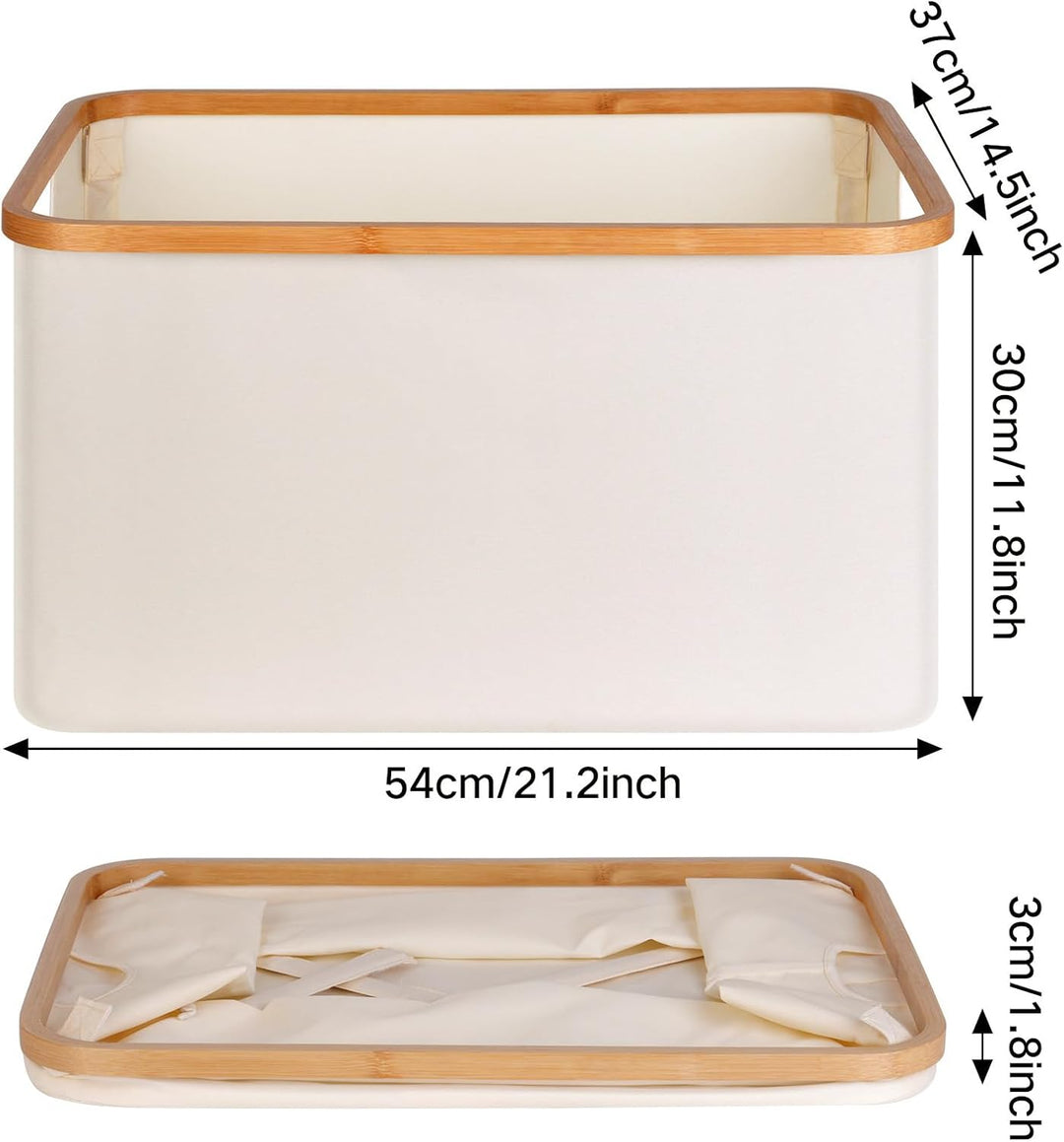 efluky Faltbarer Wäschekorb 60L, Bambus Stoff Faltbarer Storage Basket, Aufbewahrung Klappbar Wäsche
