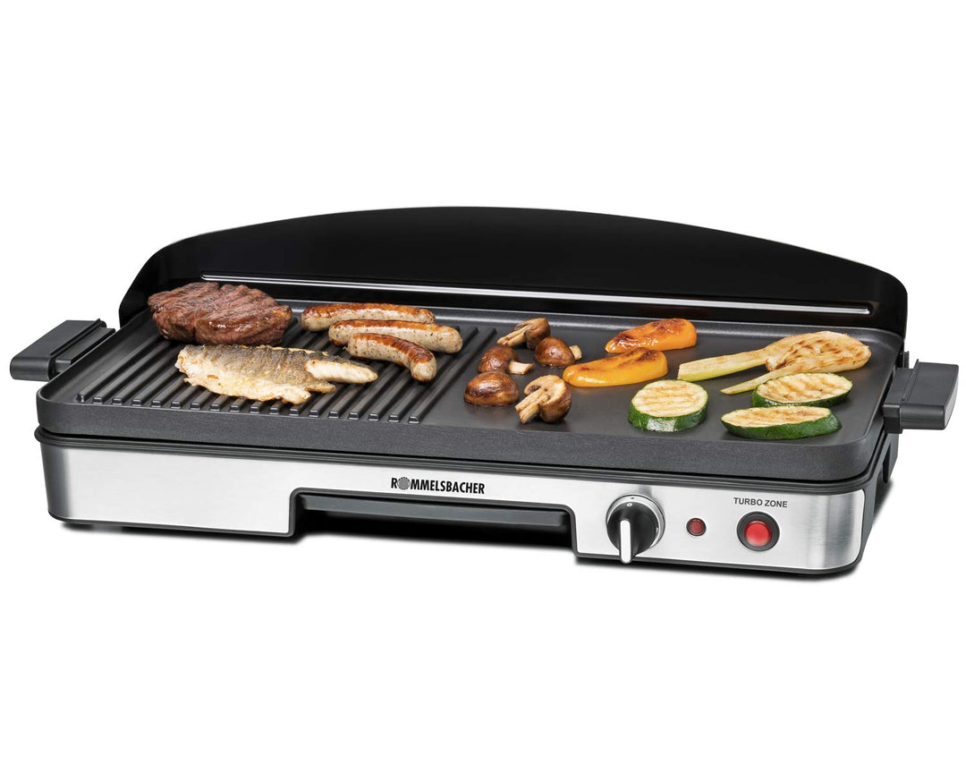 ROMMELSBACHER Tischgrill BBQ 2003 - Turbo-Grillzone, 3-Lagen-Antihaftbeschichtung, Grillfläche 50 x