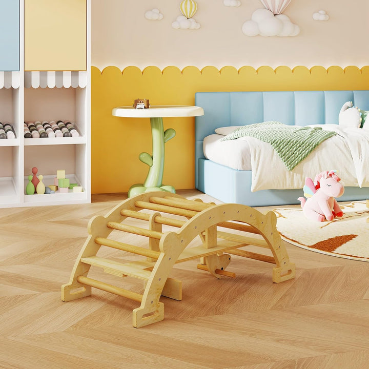 AIYAPLAY Montessori Klettergerüst Indoor, 2 in 1 Kletterbogen & Schaukelpferd, Kletterspielzeug aus