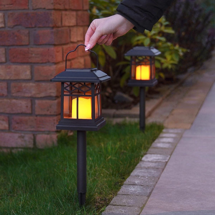 Festive Lights 2-in-1 LED Solarleuchte Garten mit Flammeneffekt Laterne Flackernde Flamme Solar Gart