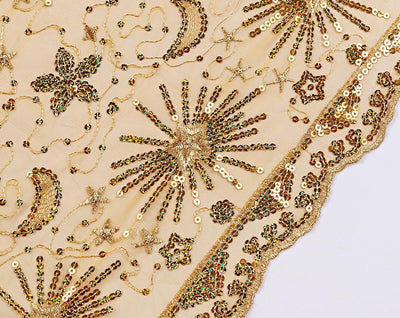 keland Damen Festlich Pailletten Umhang Schal Schultertuch Stola Tuch für Abendkleid A-gold, A-gold