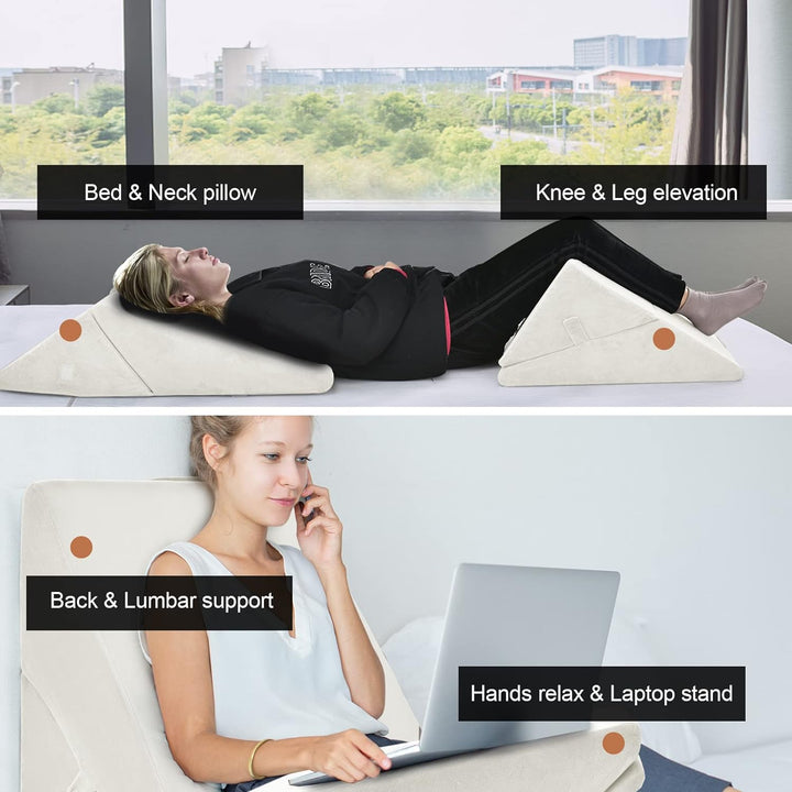 GIANTEX Keilkissen Bett Multifunktions-Keilkissen, Rückenkissen Memory Foam, Bücherkissen Lesekissen