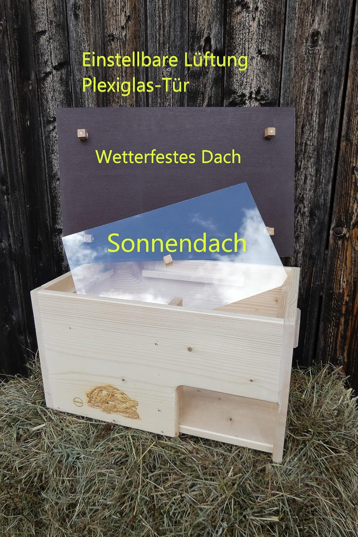 Schildkröte Premium Schildkrötenhaus XXL (L:60cm; B.40cm; H:31cm) mit Sonnendach, Windfang, Einstell