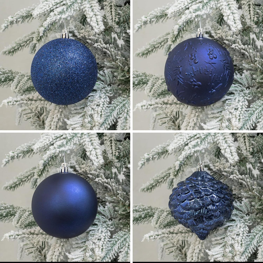Busybee weihnachtskugeln gross 16 Stücke 10CM Ornamente für Weihnachtsbaum Blau Christbaumkugeln Wei
