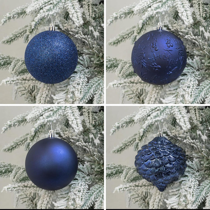 Busybee weihnachtskugeln gross 16 Stücke 10CM Ornamente für Weihnachtsbaum Blau Christbaumkugeln Wei