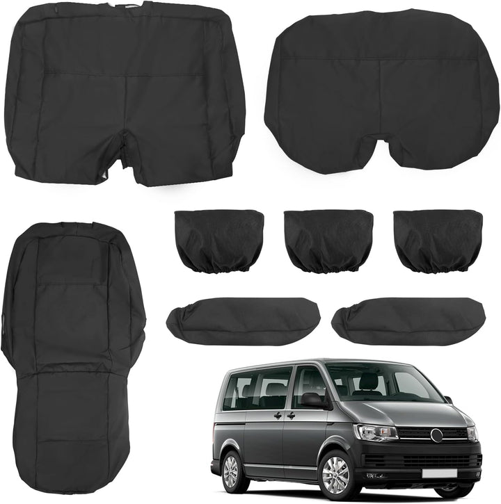 Soekodu Sitzbezüge kompatibel mit VW Transporter T5 T6 2003-2022 (3 Sitzer), 8er-Set Wasserdichter V