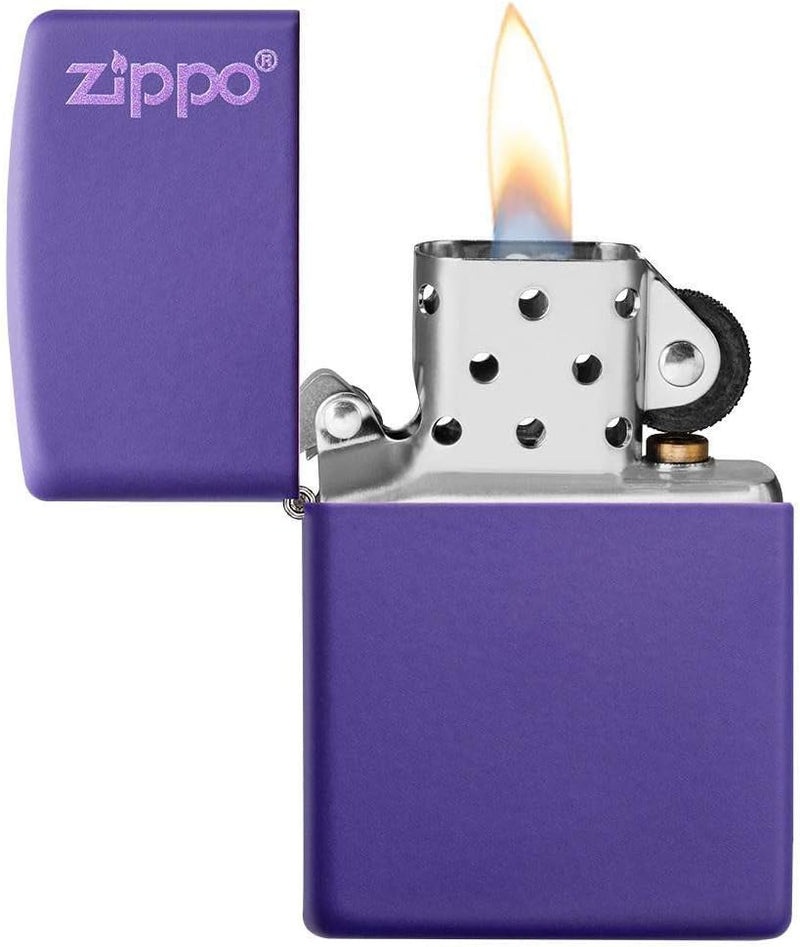 Zippo Mattes Taschenfeuerzeug Logo Lilafarbenes Zippo Logo, Logo Lilafarbenes Zippo Logo