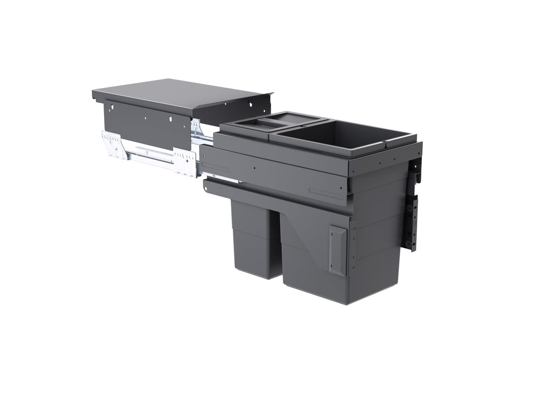 Hailo Abfallsammler 361087 | für 30 cm Schrank mit Möbelfront | 2fach Trennung 25 Liter | Mülleimer