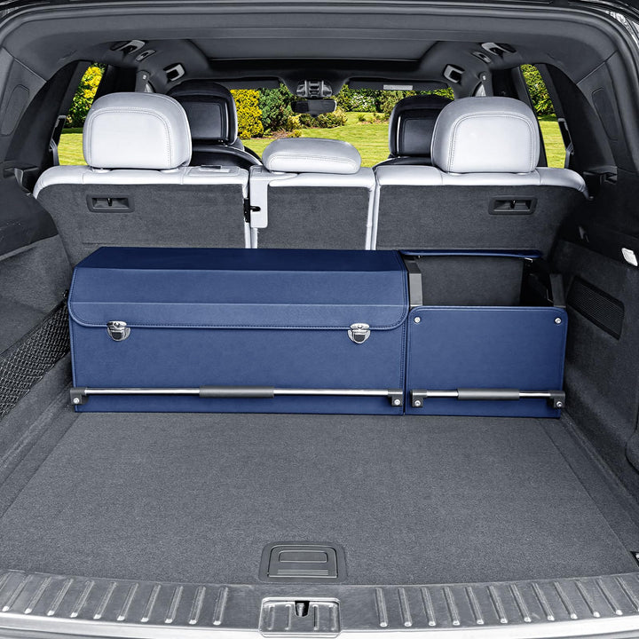 Auto Kofferraum Organizer, 2 in 1 Langlebig Leder Aufbewahrungsbox mit Deckel und stabilem Griff, Gr