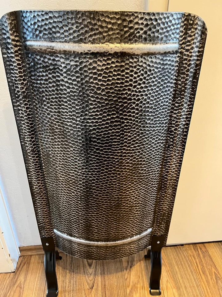 Ofenschirm mit Füssen alteisen schwarz Silber gehämmert Hitzeschutz 91 x 46 cm