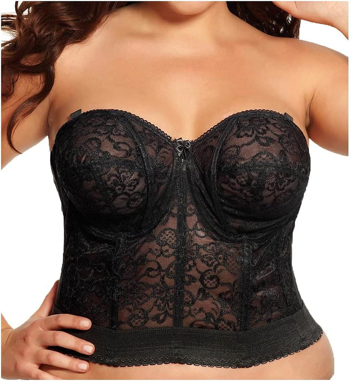 Goddess Women's Lace Bustier Bra #GD0689, 50FF Schwarz