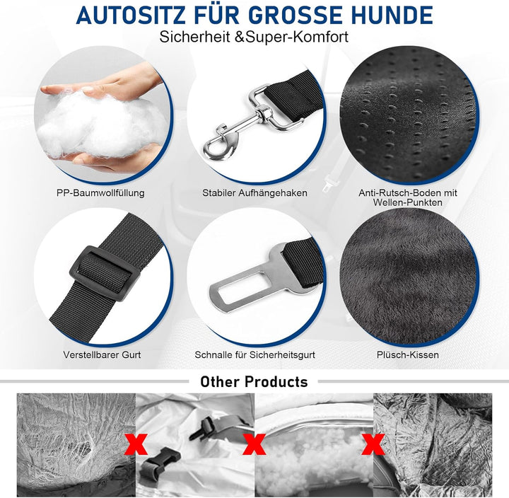 Hunde Autositz für mittelgrosse und grosse Hund oder Zwei kleine Hunde, Universeller Hundesitz Auto
