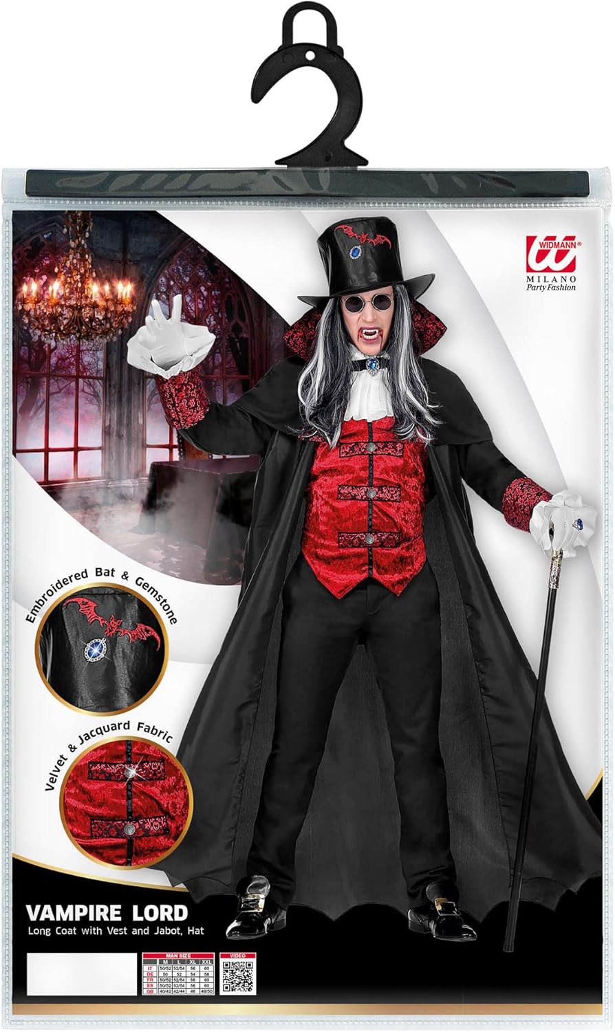 W WIDMANN MILANO Party Fashion - Kostüm Vampire Lord, Dracula, Faschingskostüme, Halloween XXL, XXL