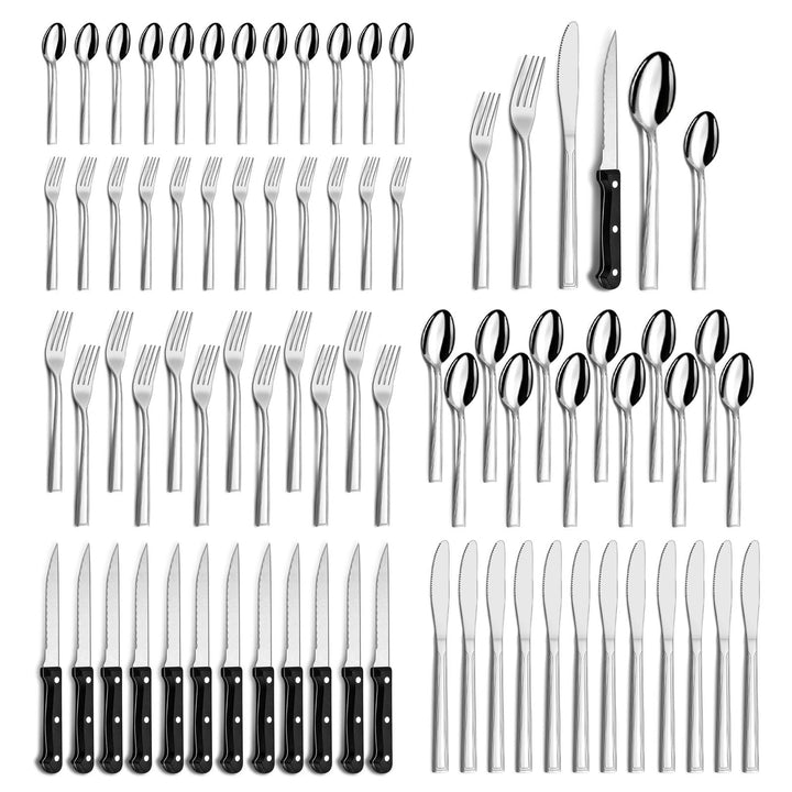 Besteck Set 12 Personen, Hunnycook 72 teilig Essbesteck mit Steakmesser, Besteckset Edelstahl mit Me