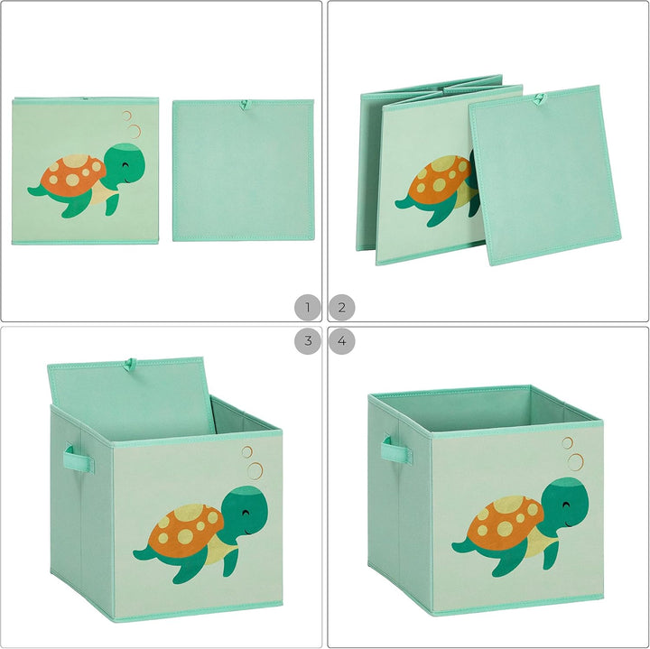 SONGMICS Aufbewahrungsboxen, 3er Set, Faltboxen, Stoffboxen mit Griffen, Spielzeug-Organizer, 30 x 3