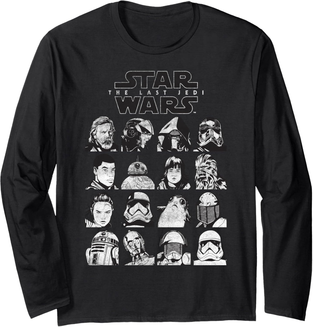 Star Wars The Last Jedi Stacked Character Faces Langarmshirt