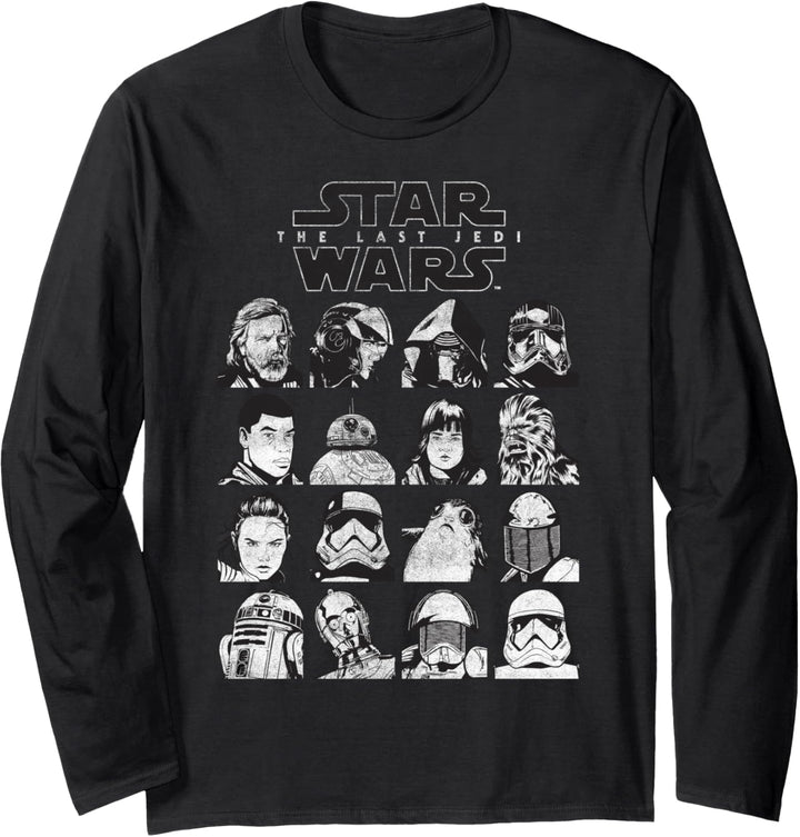 Star Wars The Last Jedi Stacked Character Faces Langarmshirt