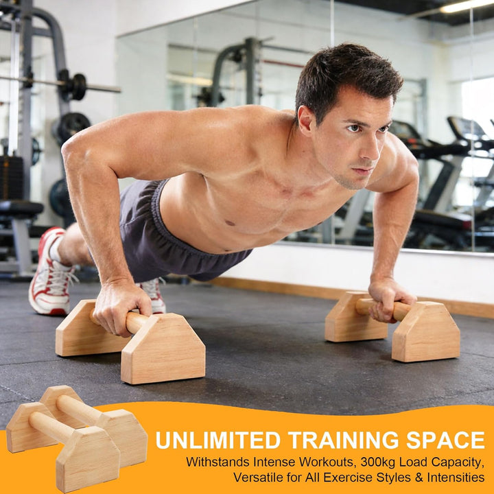 Liegestützgriffe 25cm Holz Parallettes Calisthenics Bar | 2 Stück Push Up Bars für Handstand, Lieges