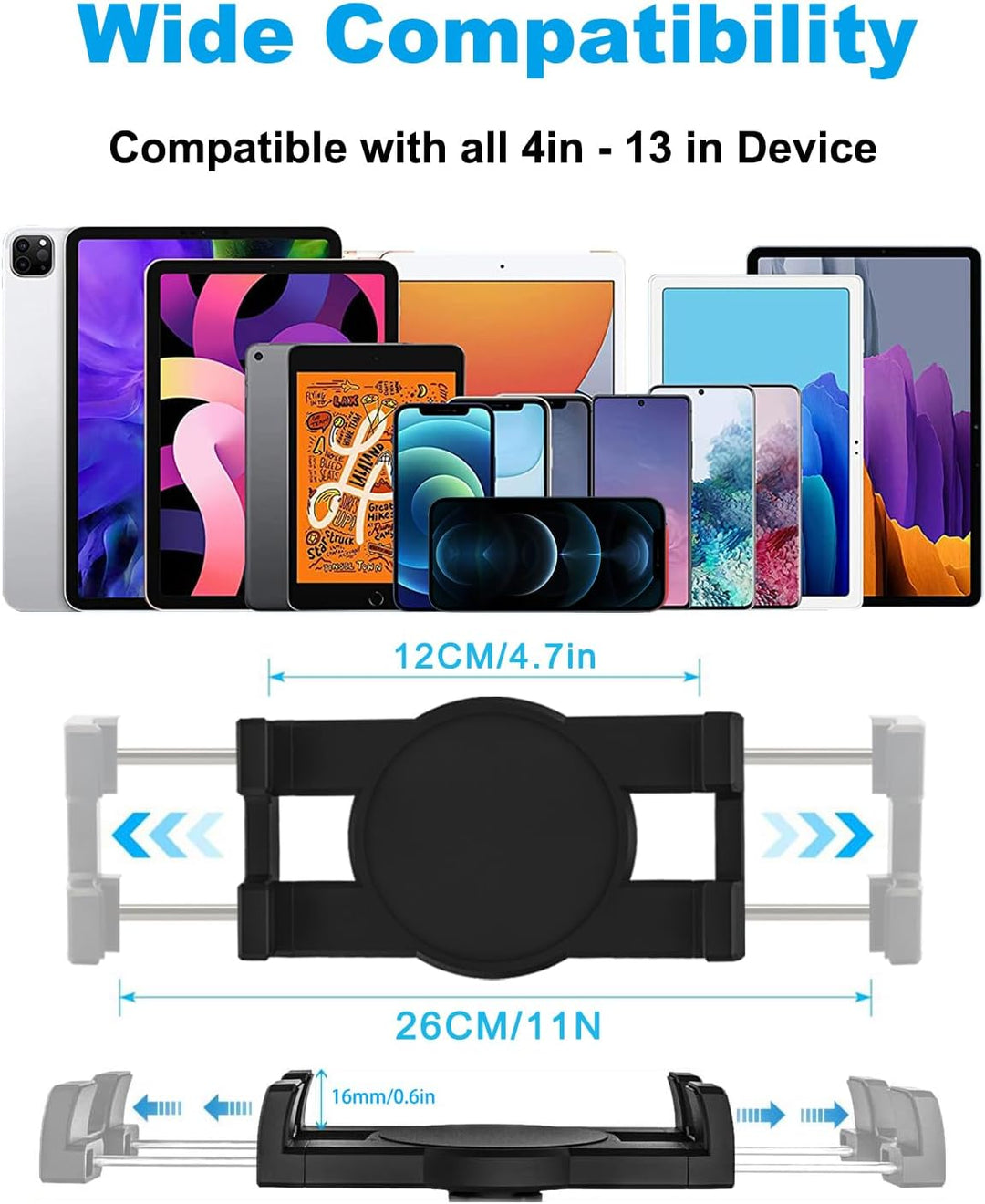 Metall langem Arm Tablet Halter, woleyi Verstellbare Tablet Ständer für Bett Schreibtisch Küche, Fle