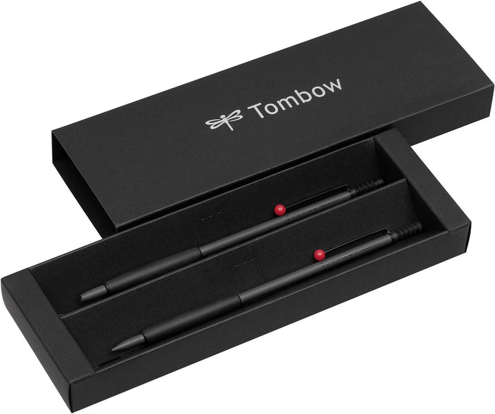Tombow PLZ-211-1 Schreibgeräteset Zoom 707 Kugelschreiber mit Druckbleistift, grau/schwarz/rot, grau