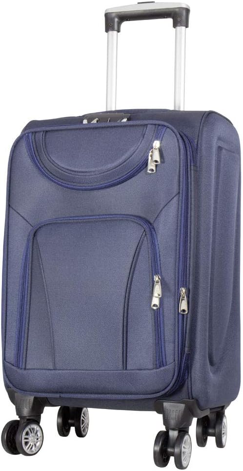 Trendyshop365 Weichgepäck Handgepäck Koffer Maribor 58cm 43 Liter 4 Rollen Zahlenschloss Blau Handge