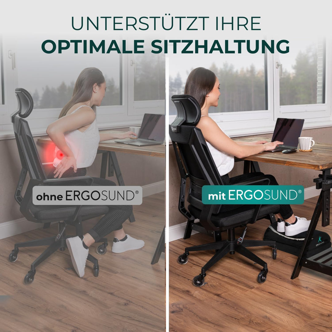 ERGOSUND Fussstütze Schreibtisch [mit verbesserter Flausch-Fusstasche] Höhenverstellbare Fussbank [r