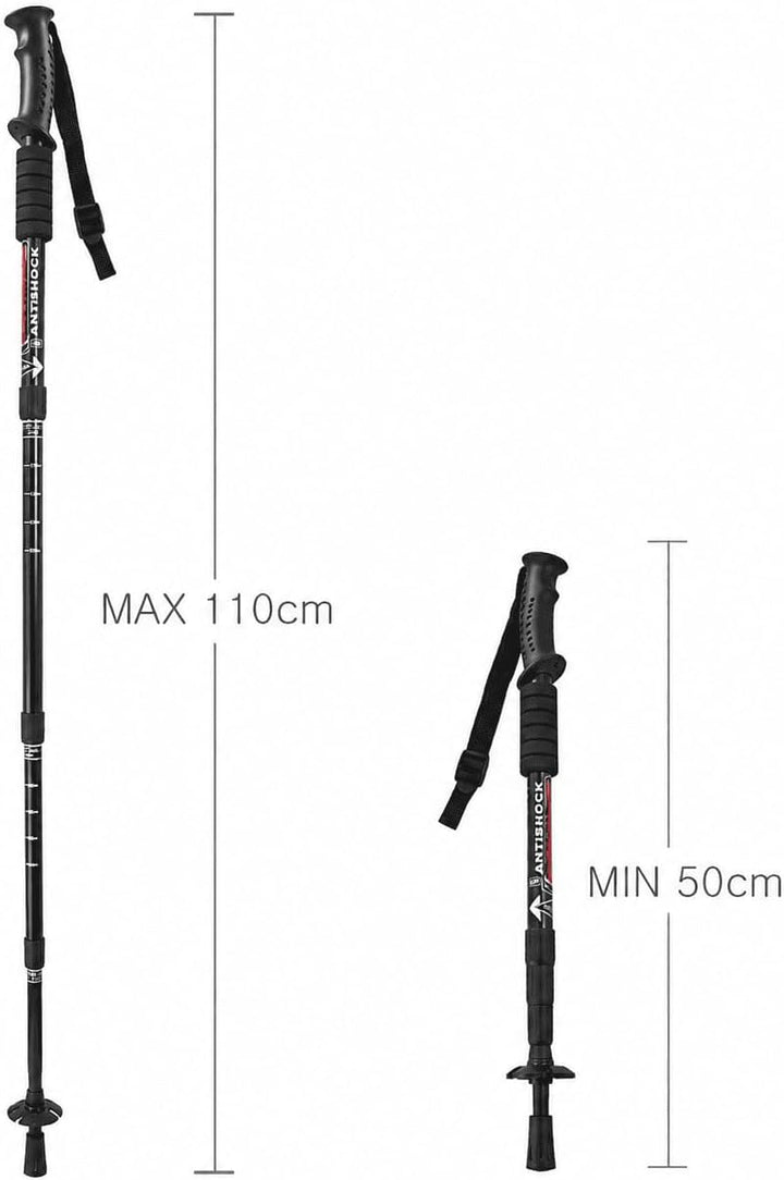MidGard Teleskop Nordic Walking Stöcke, 50-110 cm höhenverstellbar, Antischock Dämpfung, Wanderstöck