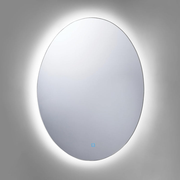 Badspiegel LED-Beleuchtung oval silber 80x60 cm mit Antibeschlagsystem Mazille
