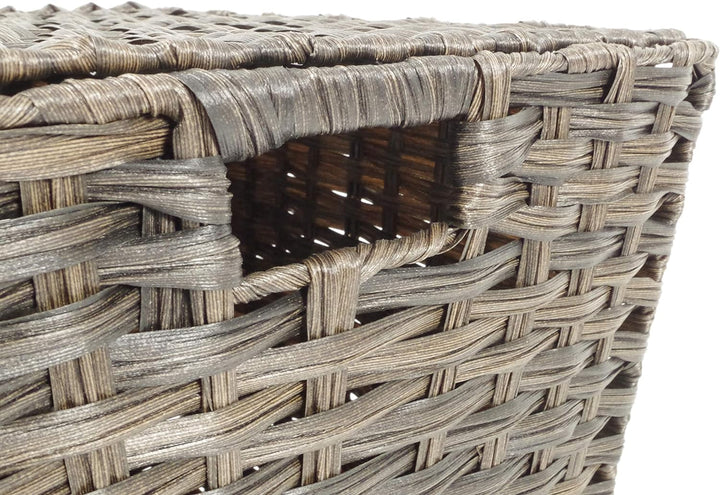 Kobolo Wäschebehälter mit Rollen aus braunem Polyrattan