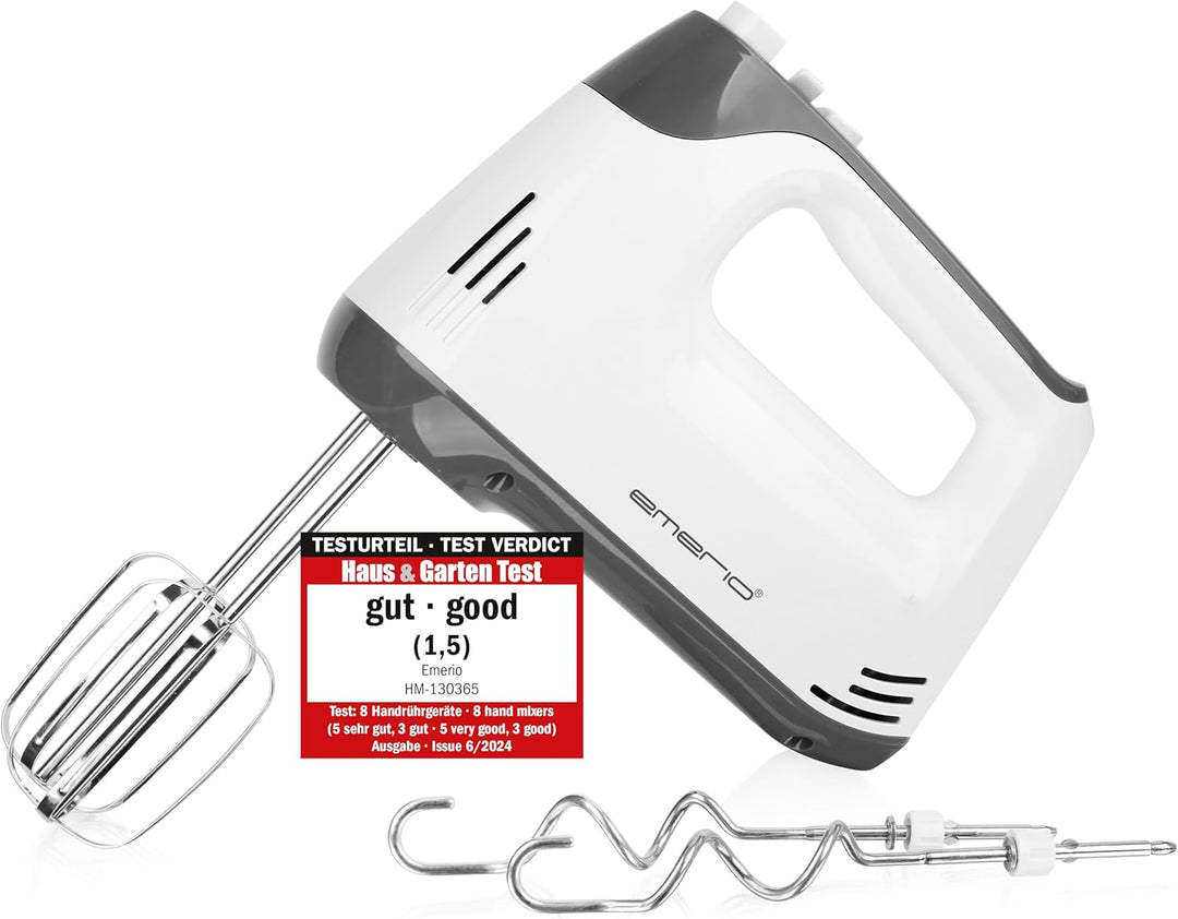 EMERIO elektrischer Handmixer Handrührer Mixer Handrührgerät mit 400 Watt 5 Geschwindigkeiten & Turb